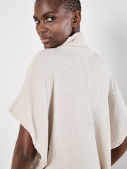 Apricot Cream Waffle Cowl Neck Batwing Top - Image 3 of 4