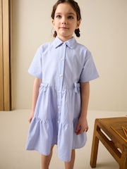 Blue Cotton Rich Utility Bow Gingham School Dress (3-14yrs) - Image 4 of 9