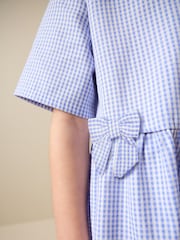 Blue Cotton Rich Utility Bow Gingham School Dress (3-14yrs) - Image 5 of 9
