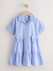 Blue Cotton Rich Utility Bow Gingham School Dress (3-14yrs) - Image 6 of 9