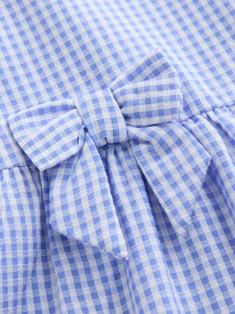 Blue Cotton Rich Utility Bow Gingham School Dress (3-14yrs) - Image 9 of 9