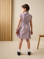 Burgundy Red Cotton Rich Belted School Dress with Scrunchie (3-14yrs) - Image 3 of 4