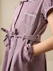 Burgundy Red Cotton Rich Belted School Dress with Scrunchie (3-14yrs) - Image 4 of 4