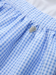 White and Blue Gingham School Tiered Rara Twofer Dress (3-14yrs) - Image 8 of 9