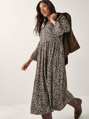 Monsoon Black Harriet Floral Embellished Midi Dress - Image 1 of 4