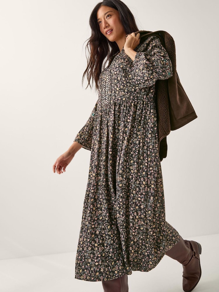 Monsoon Black Harriet Floral Embellished Midi Dress - Image 1 of 4 Monsoon Black Harriet Floral Embellished Midi Dress - Image 1 of 4