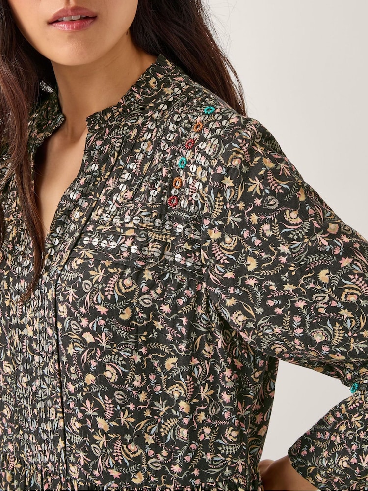 Monsoon Black Harriet Floral Embellished Midi Dress - Image 4 of 4 Monsoon Black Harriet Floral Embellished Midi Dress - Image 4 of 4