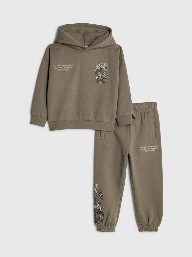 River Island Brown Japanese Hoodie & Joggers Set - Image 1 of 5