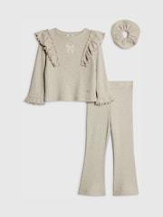 River Island Brown Long Sleeve Frill Cosy Top & Kickflare Set - Image 1 of 5
