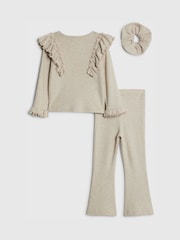 River Island Brown Long Sleeve Frill Cosy Top & Kickflare Set - Image 2 of 5