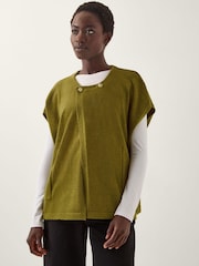 Monsoon Green Double Breasted Knit Poncho Vest - Image 1 of 4