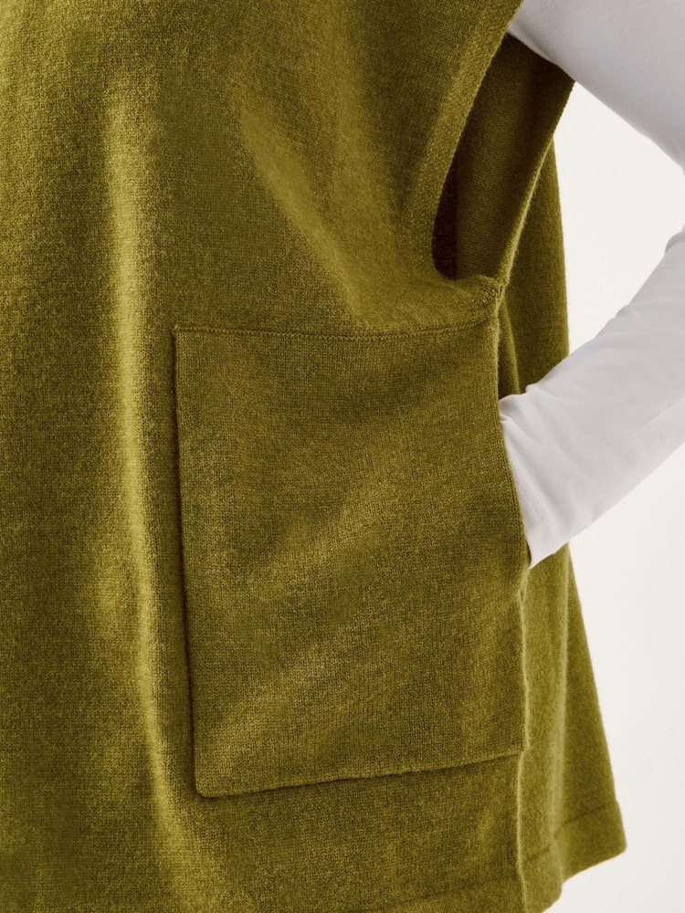 Monsoon Green Double Breasted Knit Poncho Vest - Image 4 of 4