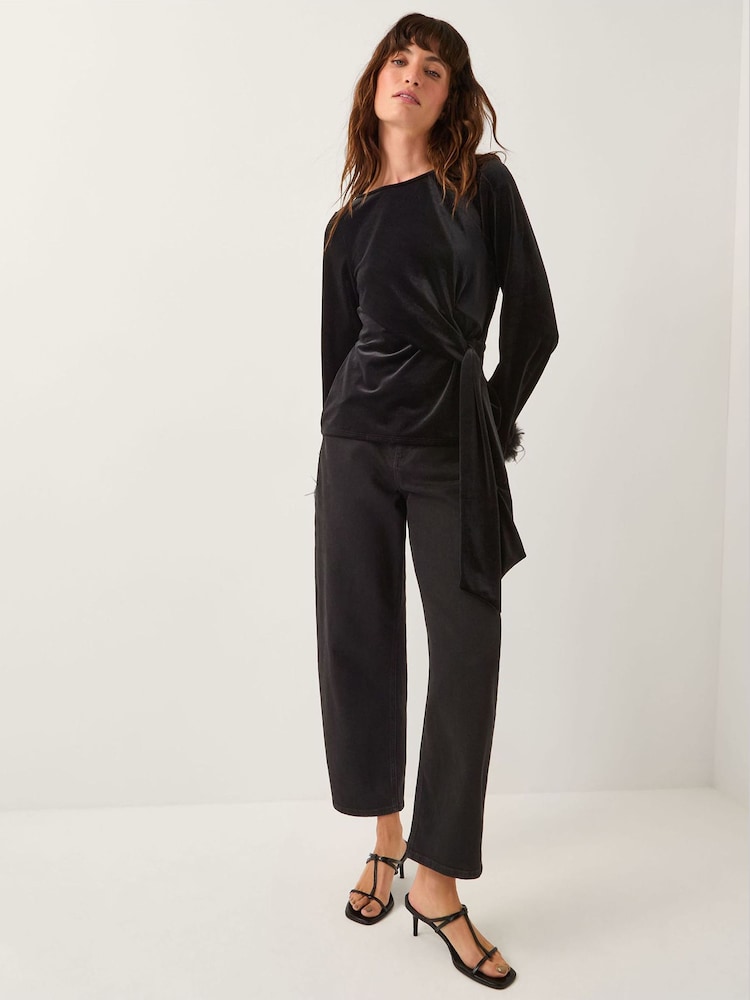 Monsoon Black Freya Feather Velvet Top - Image 2 of 4