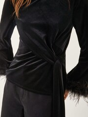 Monsoon Black Freya Feather Velvet Top - Image 4 of 4
