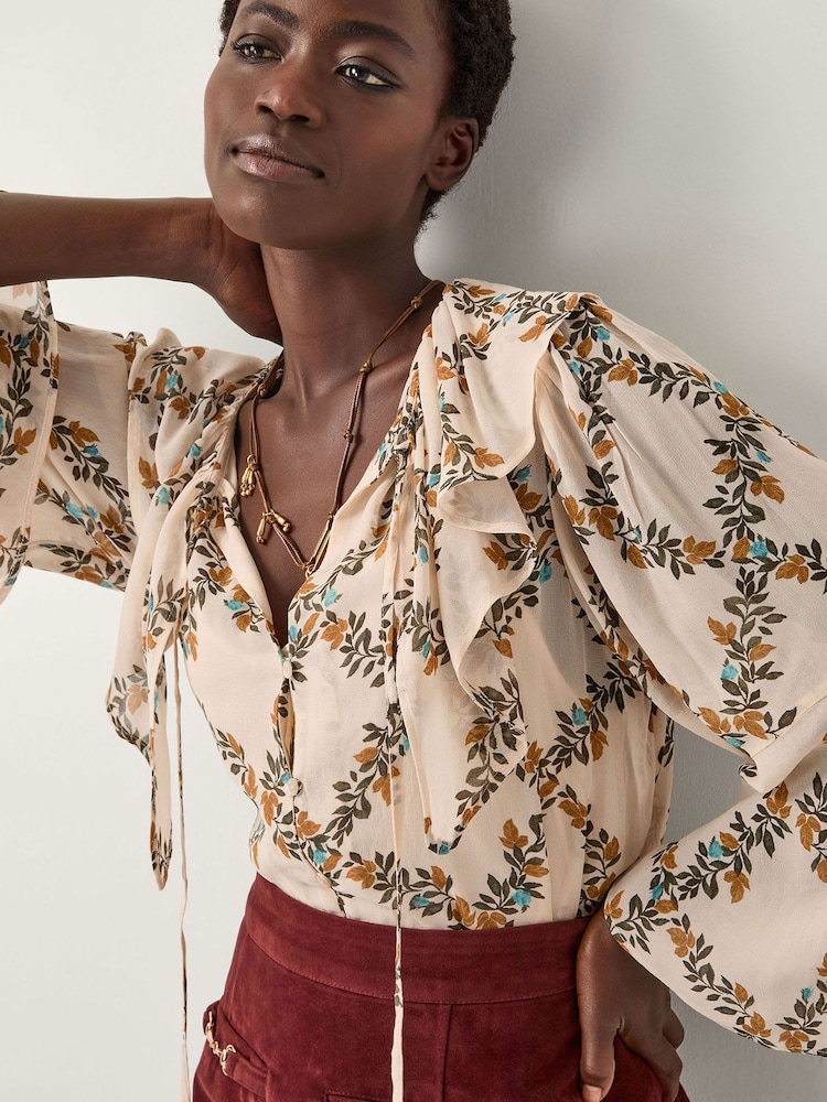 Monsoon Cream Cheryl Diamond Floral Print Blouse - Image 1 of 4 Monsoon Cream Cheryl Diamond Floral Print Blouse - Image 1 of 4