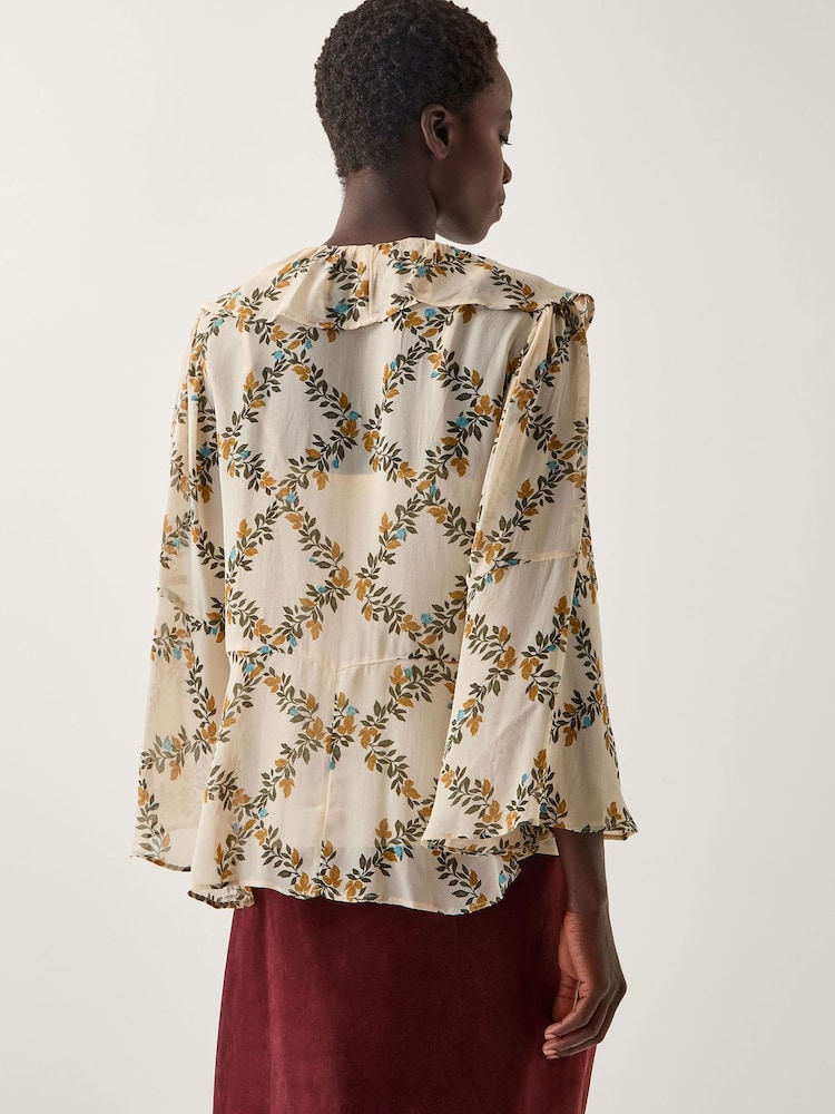 Monsoon Cream Cheryl Diamond Floral Print Blouse - Image 2 of 4 Monsoon Cream Cheryl Diamond Floral Print Blouse - Image 2 of 4
