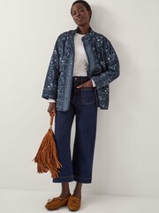 Monsoon Blue Mandy Paisley Print Quilted Corduroy Jacket - Image 4 of 4