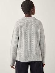 Monsoon Grey Bria Bow Cable Knit Cardigan - Image 2 of 4