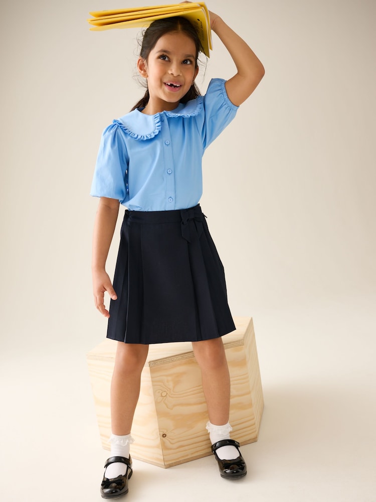 Navy Blue Bow Pleated School Skirt (3-16yrs) - Image 2 of 4