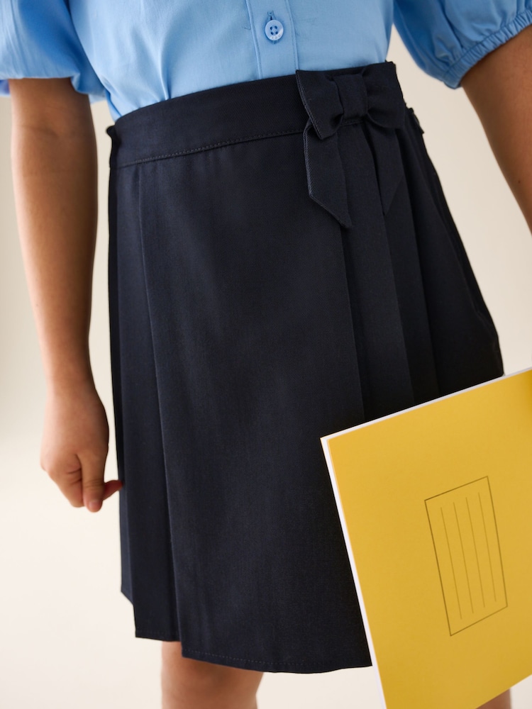 Navy Blue Bow Pleated School Skirt (3-16yrs) - Image 4 of 4