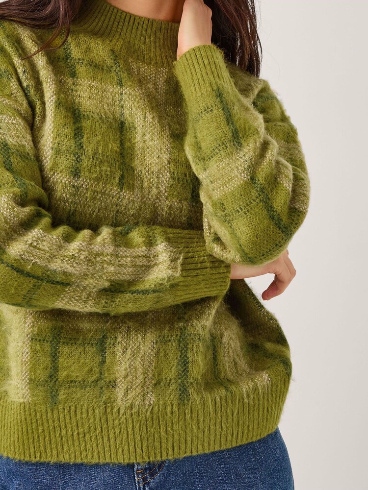 Monsoon Green Cleo Brushed Check Print Jumper - Image 5 of 5 Monsoon Green Cleo Brushed Check Print Jumper - Image 5 of 5