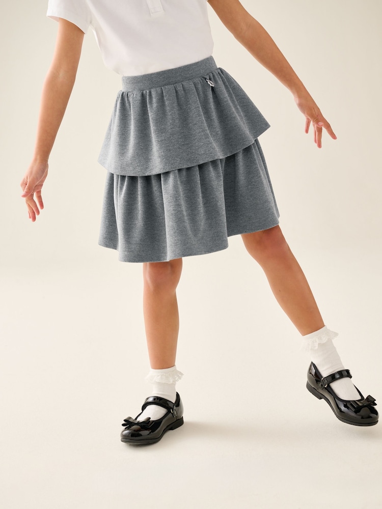 Grey Pull-On Jersey Stretch School Rara Skirt (3-16yrs) - Image 1 of 8