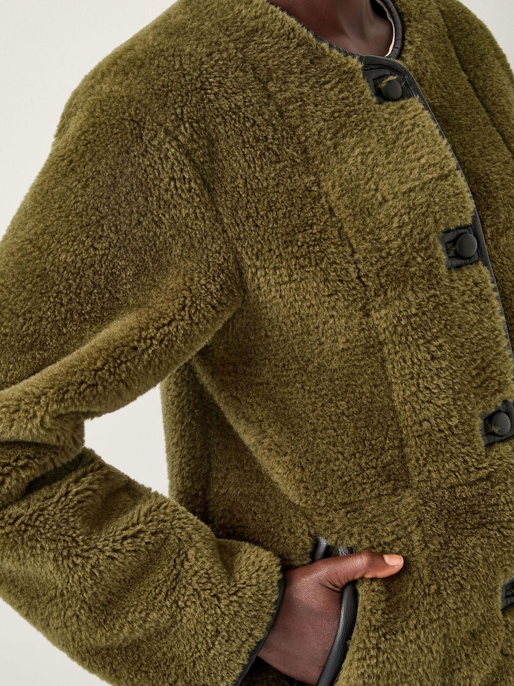 Monsoon Green Lara Faux Fur Teddy Jacket - Image 4 of 4 Monsoon Green Lara Faux Fur Teddy Jacket - Image 4 of 4