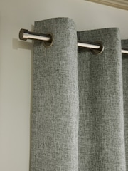 Sage Green Textured Slub Lined Eyelet Curtains - Image 4 of 5
