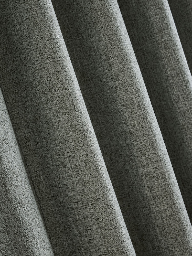 Sage Green Textured Slub Blackout/Thermal Eyelet Curtains - Image 6 of 6 Sage Green Textured Slub Blackout/Thermal Eyelet Curtains - Image 6 of 6