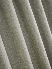 Sage Green Textured Slub Blackout/Thermal Pencil Pleat Curtains - Image 5 of 6
