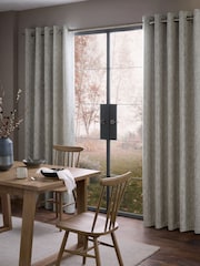 Grey Cosy Herringbone Lined Eyelet Curtains - Image 2 of 5