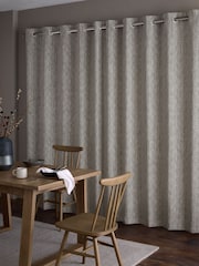 Grey Cosy Herringbone Lined Eyelet Curtains - Image 3 of 5