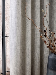 Grey Cosy Herringbone Lined Eyelet Curtains - Image 4 of 5