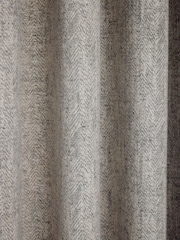 Grey Cosy Herringbone Lined Eyelet Curtains - Image 5 of 5