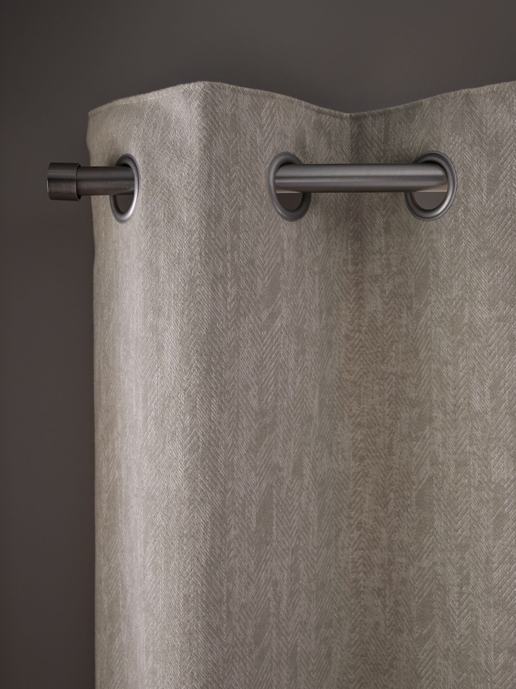 Natural Cosy Herringbone Lined Eyelet Curtains - Image 1 of 5 Natural Cosy Herringbone Lined Eyelet Curtains - Image 1 of 5