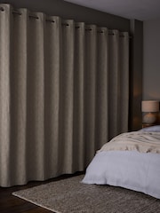 Natural Cosy Herringbone Lined Eyelet Curtains - Image 3 of 5