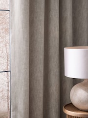 Natural Cosy Herringbone Lined Eyelet Curtains - Image 4 of 5