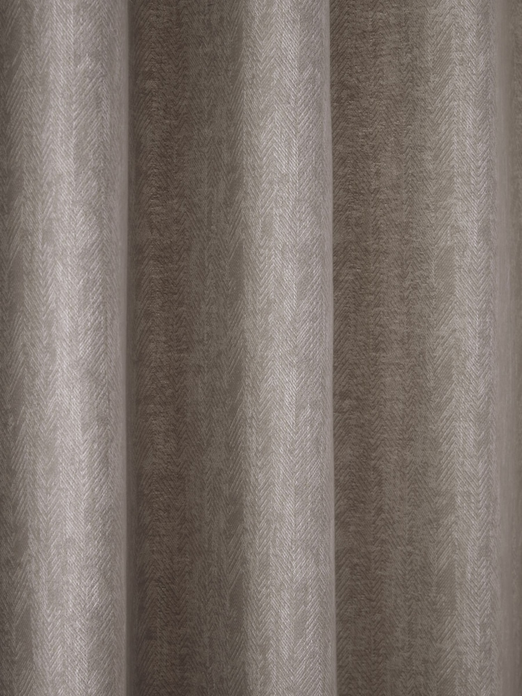Natural Cosy Herringbone Lined Eyelet Curtains - Image 5 of 5 Natural Cosy Herringbone Lined Eyelet Curtains - Image 5 of 5