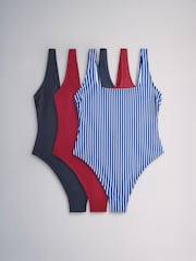 Rouge/Marine - The Set 3 Pack Maillots de bain Col dégagé - Image 2 de 6