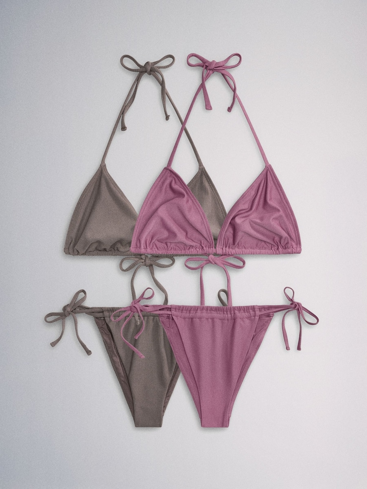 The Set Triangle 2 Pack Bikini Set Pink/Cream - Image 1 of 10 The Set Triangle 2 Pack Bikini Set Pink/Cream - Image 1 of 10