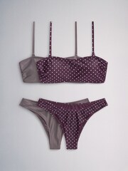 The Set 2 Pack Strappy Bandeau Bikini Set Grey/Purple - Image 1 of 8