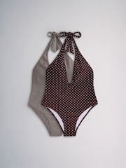 The Set 2 Pack Plunge Swimsuit Brown/Purple - Image 1 of 16