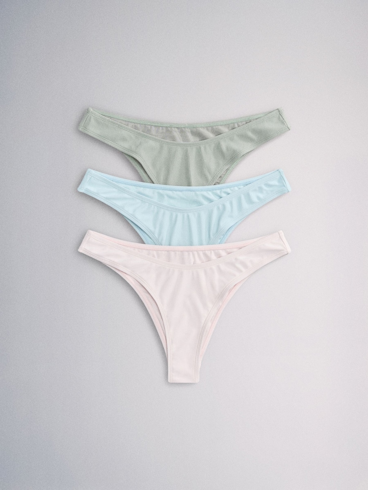 The Set High Leg 3 Pack Bikini Bottoms Pink/Yellow - Image 1 of 6