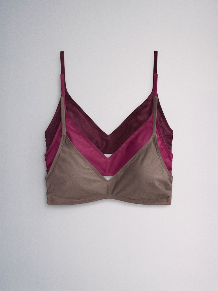 Plum/Grau - The Set 3 Pack Cropped Bikini Tops - Bild 2 von 6 Plum/Grau - The Set 3 Pack Cropped Bikini Tops - Bild 2 von 6