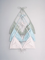 The Set Triangle 3 Pack Bikini Tops Pink/Khaki - Image 1 of 6