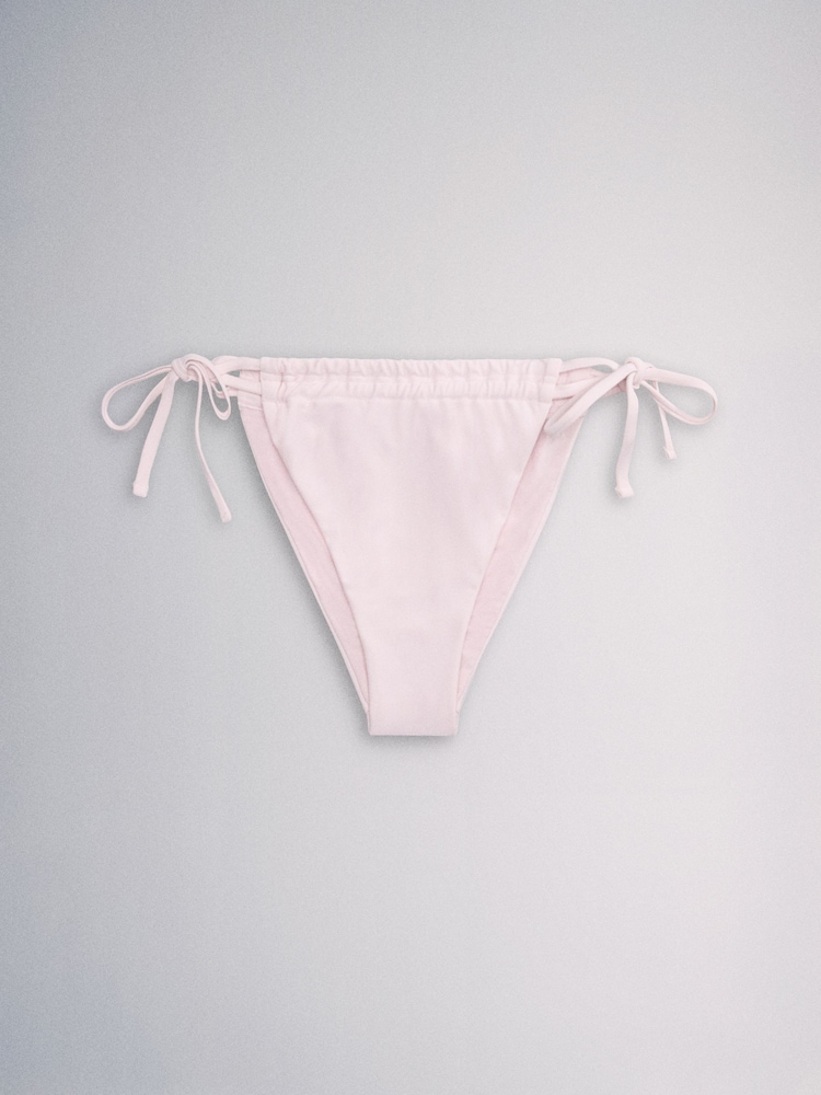 The Set High Leg 3 Pack Tie Bikini Bottoms Pink/Khaki - Image 2 of 6