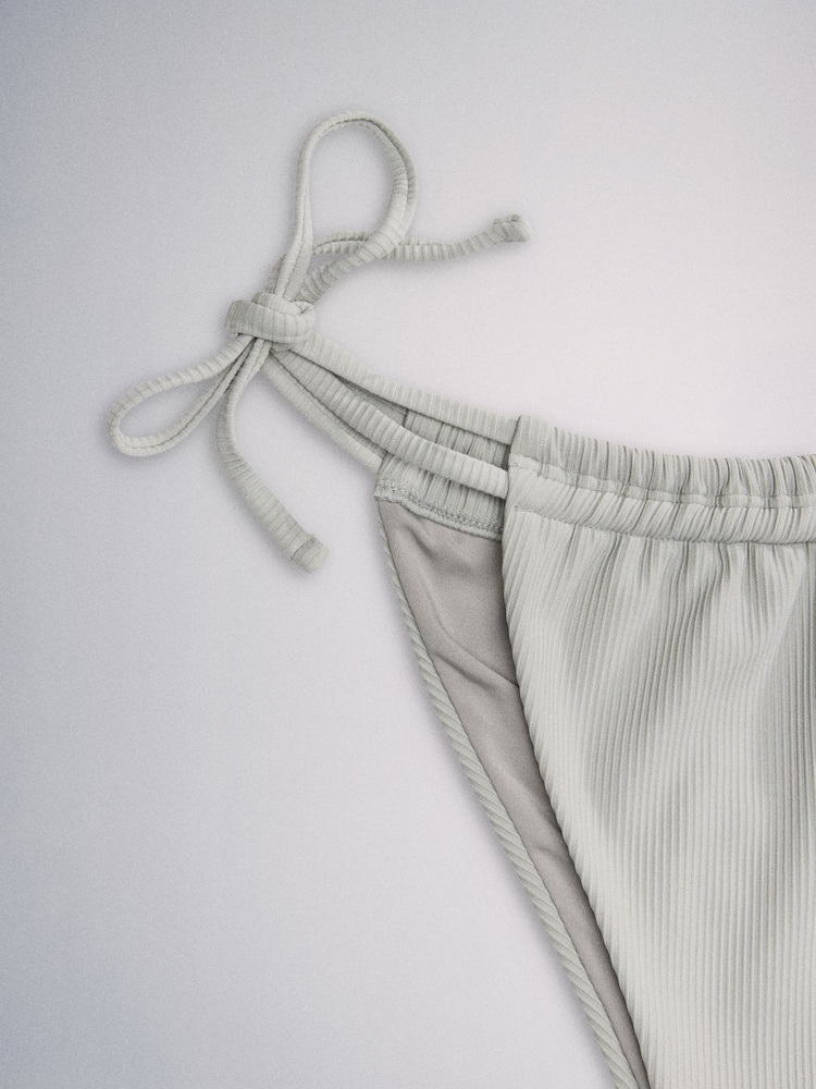 The Set High Leg 3 Pack Tie Bikini Bottoms Pink/Khaki - Image 6 of 6