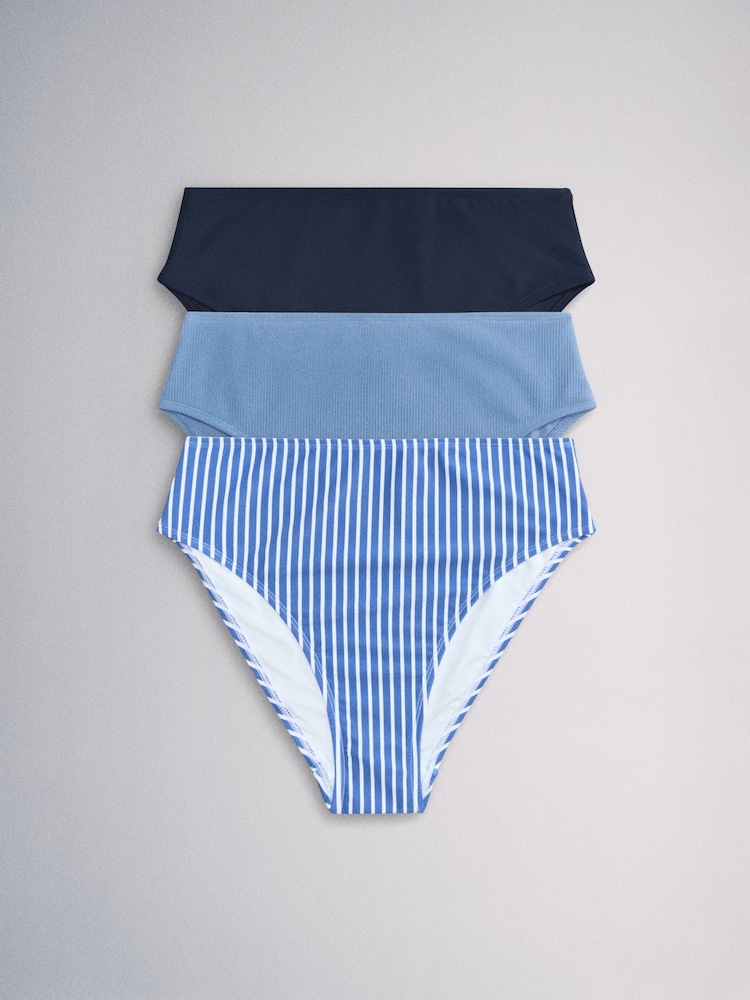 The Set High Waist High Leg 3 Pack Bikini Bottom Blue/Navy - Image 2 of 11