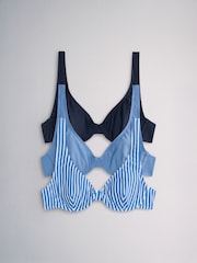 The Set 3 Pack Non Pad Underwire Bikini Top Blue/Navy - Image 1 of 12