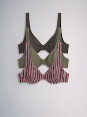 The Set 3 Pack Non Pad Underwire Bikini Top Brown/Khaki - Image 2 of 6